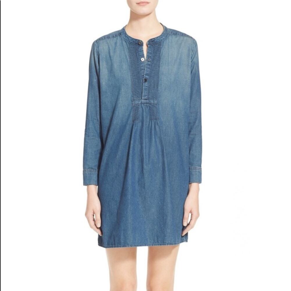 Current Elliott The Pintuck Cotton Denim Shirtdress size 3 Large